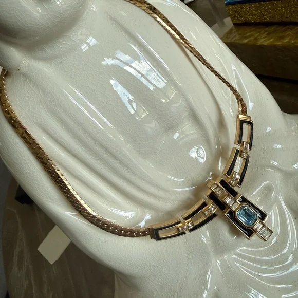 vintage Dior aquamarine, blue Cleopatra, necklace, mint condition - Picture 7 of 17